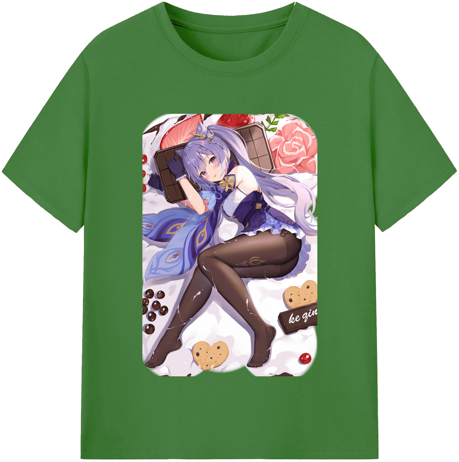 げんし神 刻晴 こくせい genshin Kokusei レディースカジュアルプリントTシャツ（綿100％）